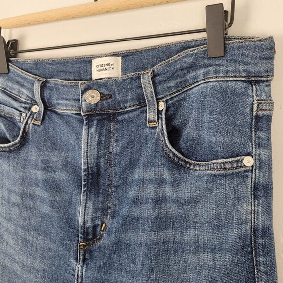 Citizens Of Humanity Isola Straight Crop Jeans Stretch Raw Hem Blue Size 29 - Picture 10 of 16